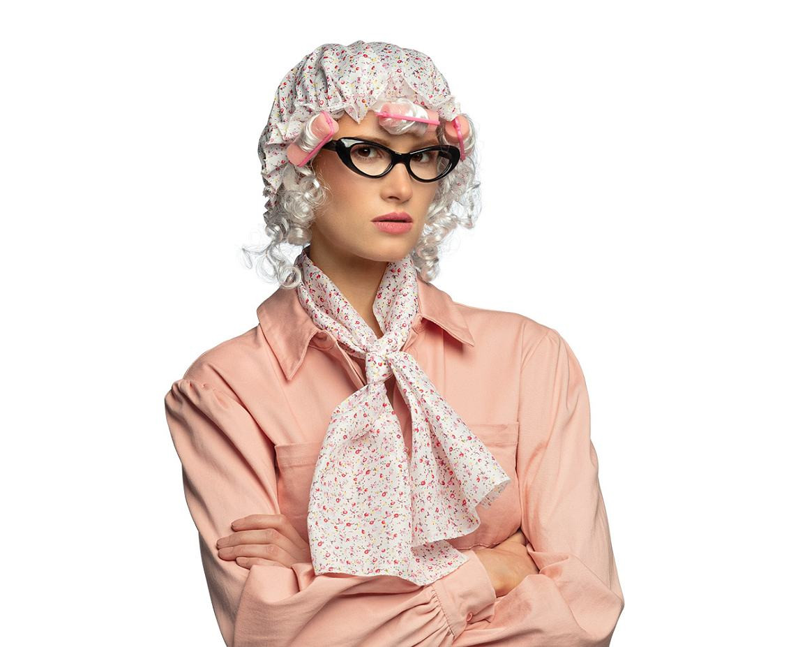 Set Granny (sleeping cap, scarf, glasses, curlers)