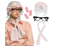 Set Granny (sleeping cap, scarf, glasses, curlers)