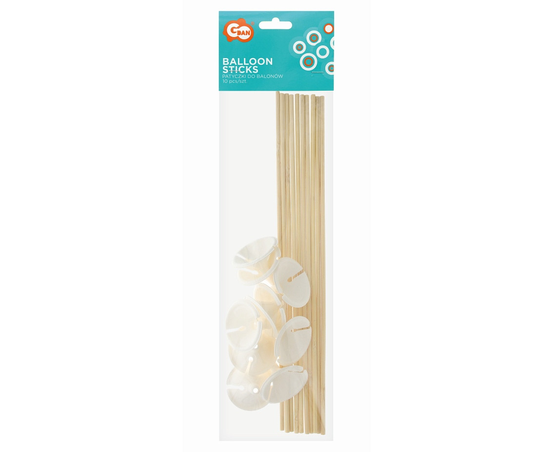 Bamboo + Paper Balloon Sticks with Stoppers, 10 pcs.