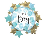 Foil balloon Baby Boy Blue Watercolor EOL