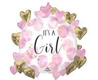 Foil balloon Baby Girl Pink Watercolor EOL