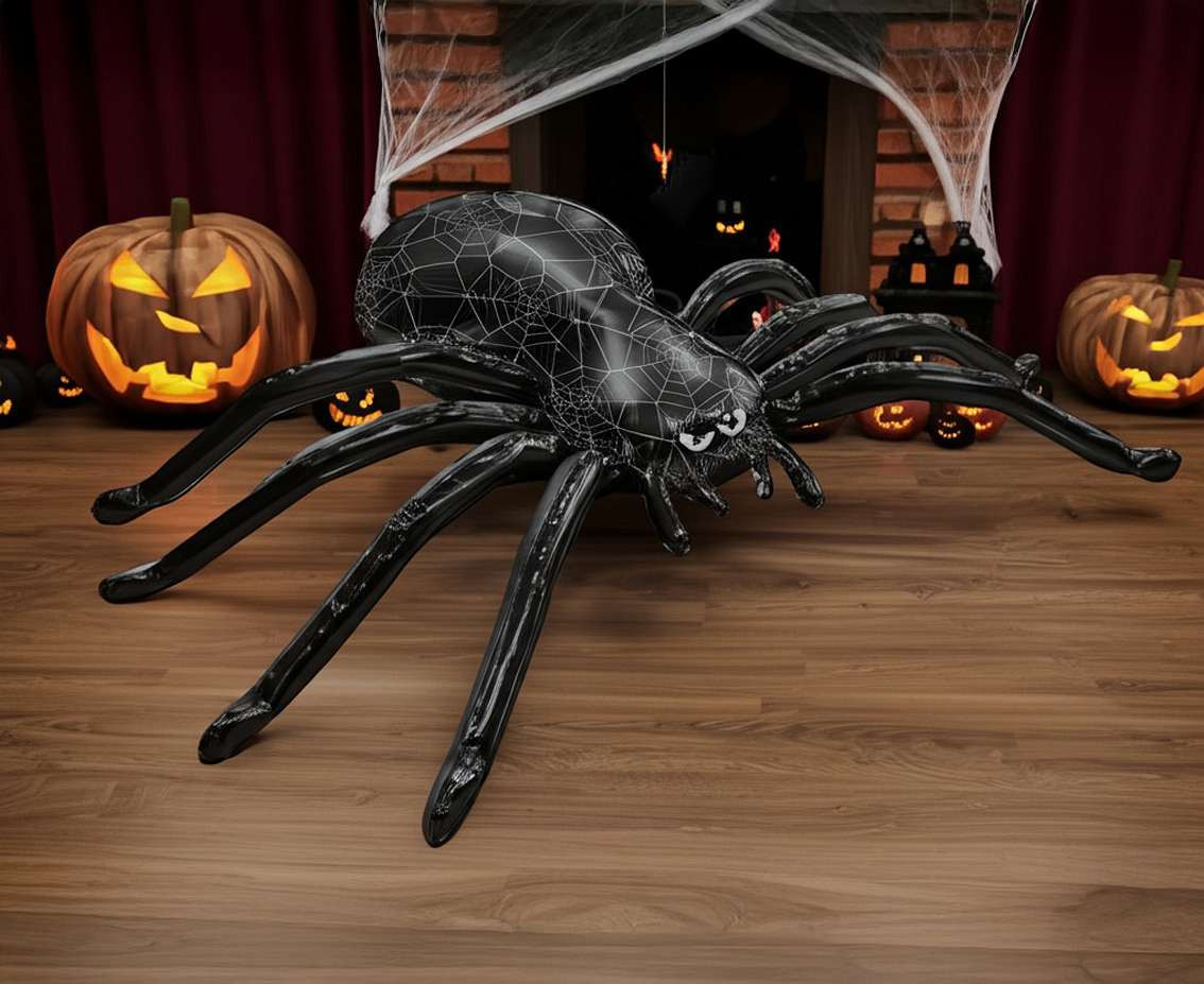 Spider foil balloon, black, standing, 196x156x46 cm