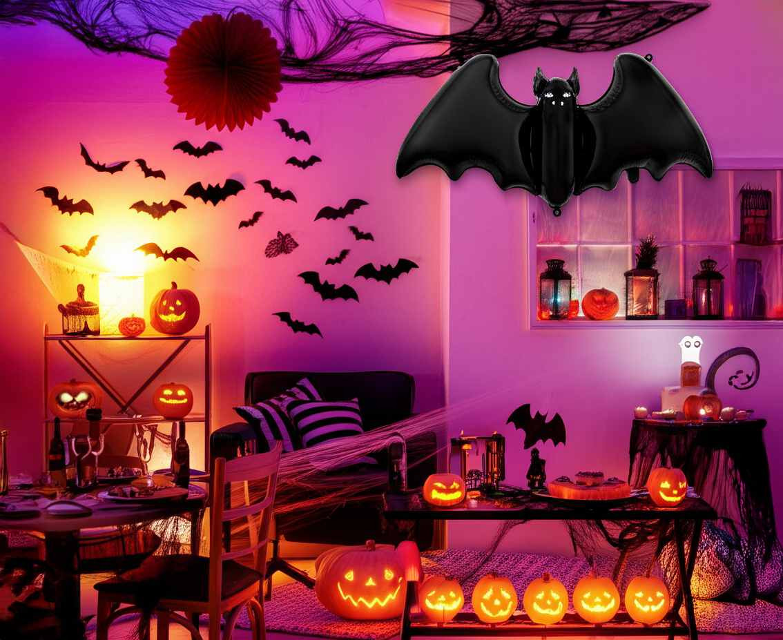 Bat foil balloon, black 46x100 cm