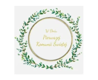 Card KW COMMUNION with ring HS BACKGROUND WREATH LEAVES, 1 pc.