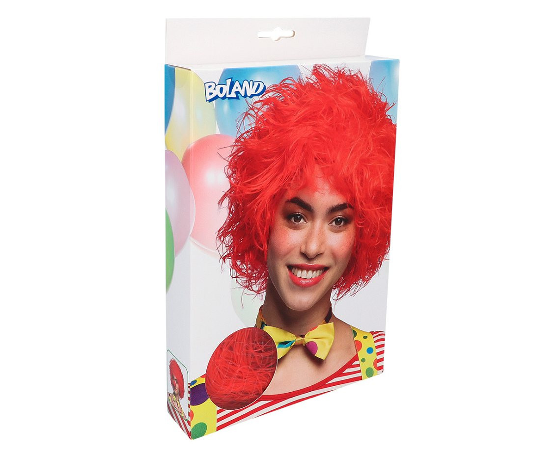 Clown Wig Curly, Red
