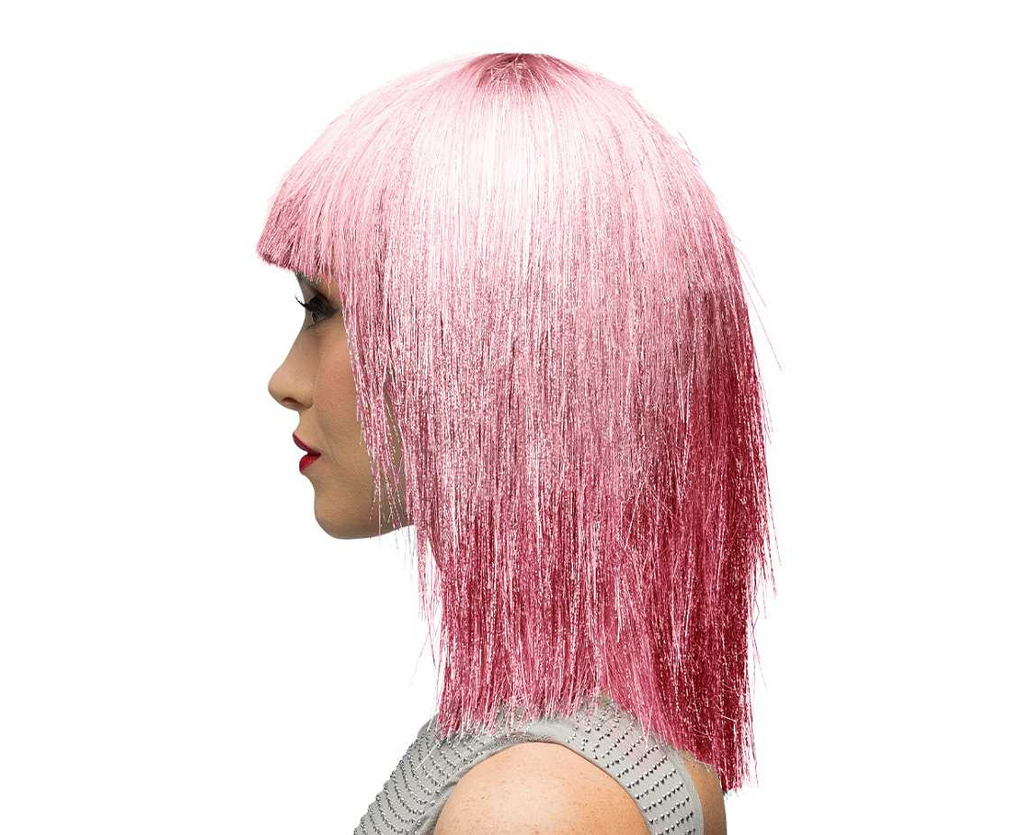 Wig Crazy pink with fringe