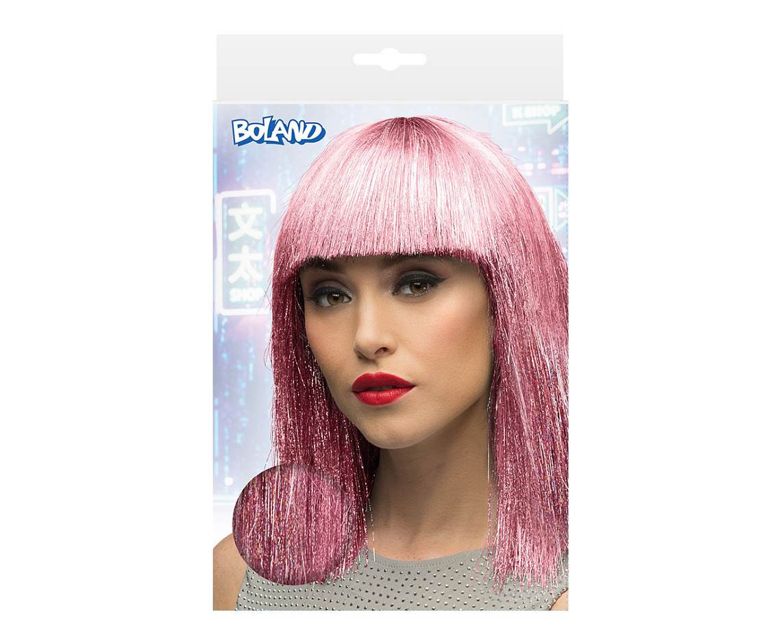 Wig Crazy pink with fringe