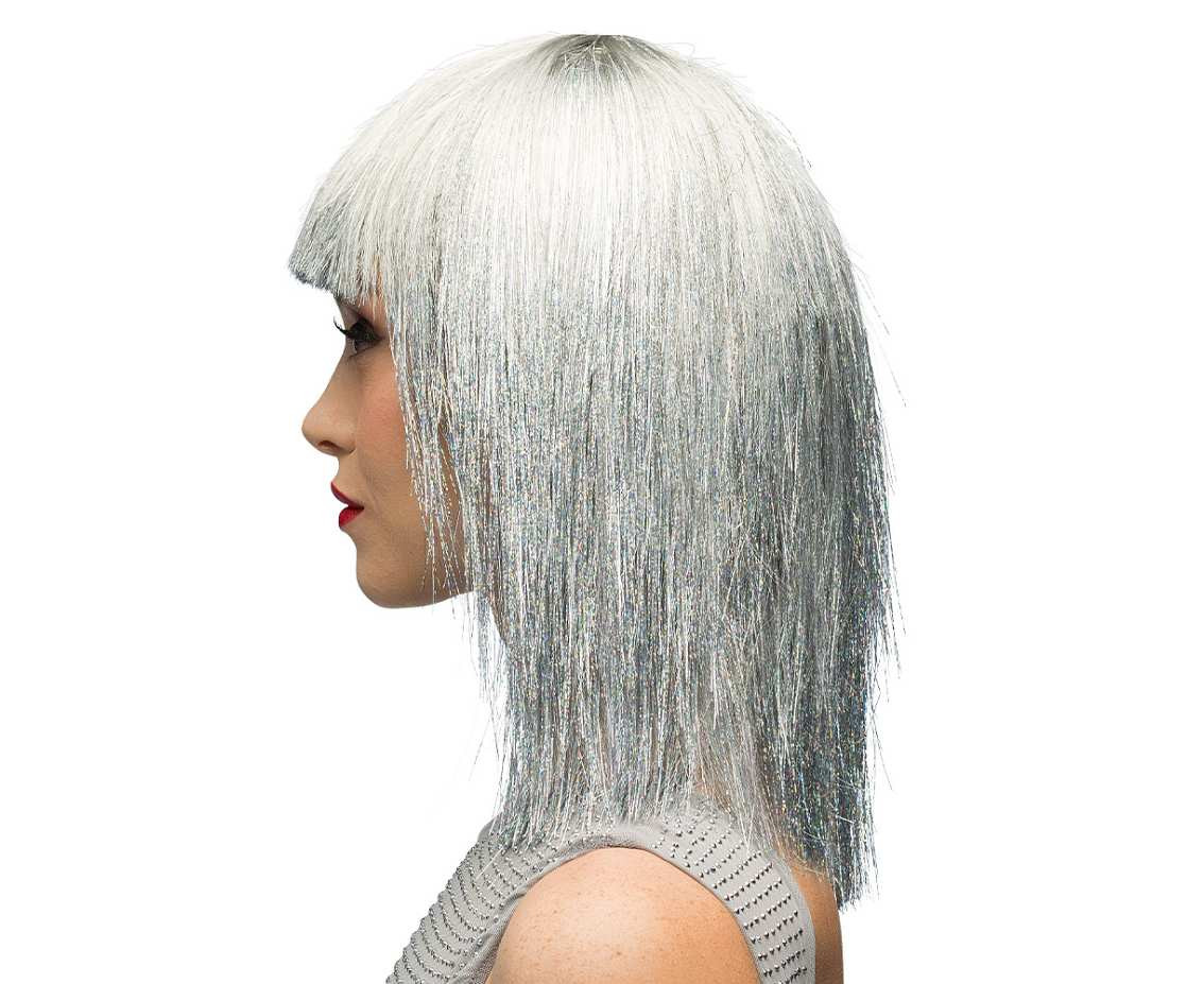 Wig Crazy silver with fringe