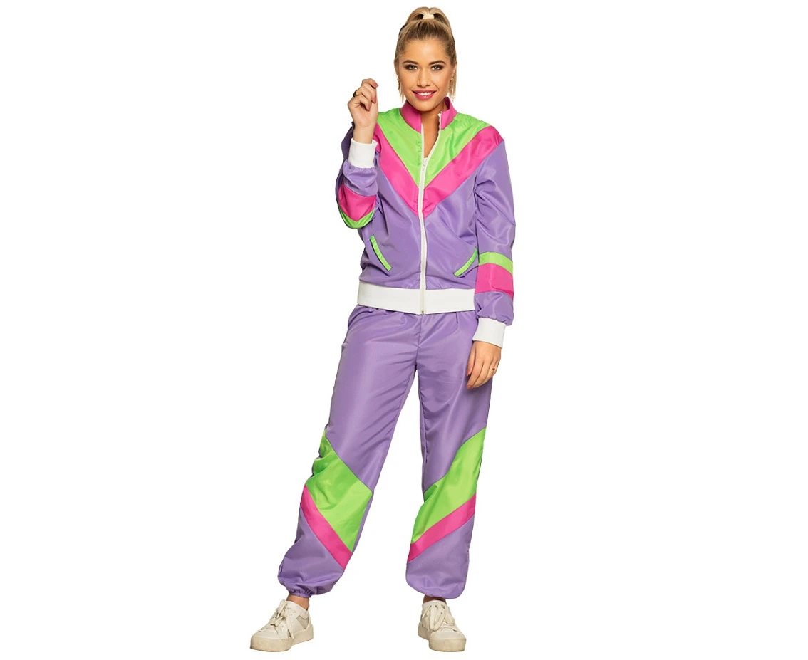 Women''s Neon Lavender Retro Tracksuit, Size S