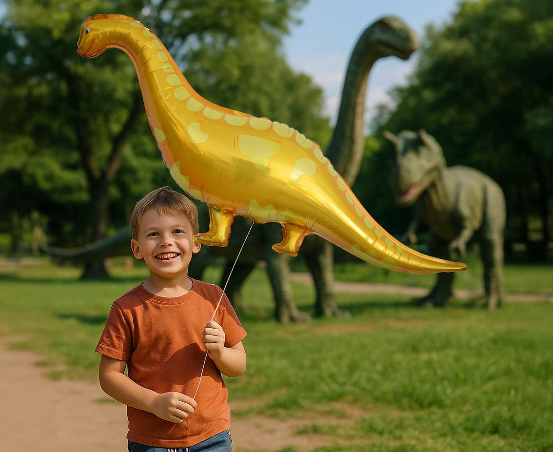 Foil balloon  Brachiosaurus Dinosaur , Yellow, 99x56cm