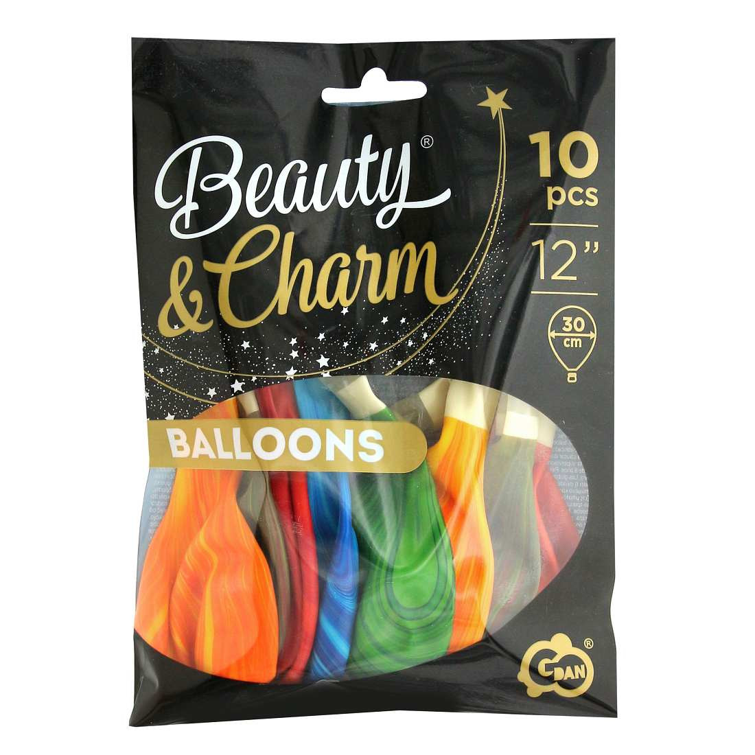 Balloons B&C 12", pastel multicolor agate, 10pcs