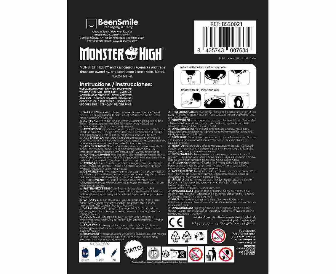 Foil balloon 18" FX - Monster High, packed EOL