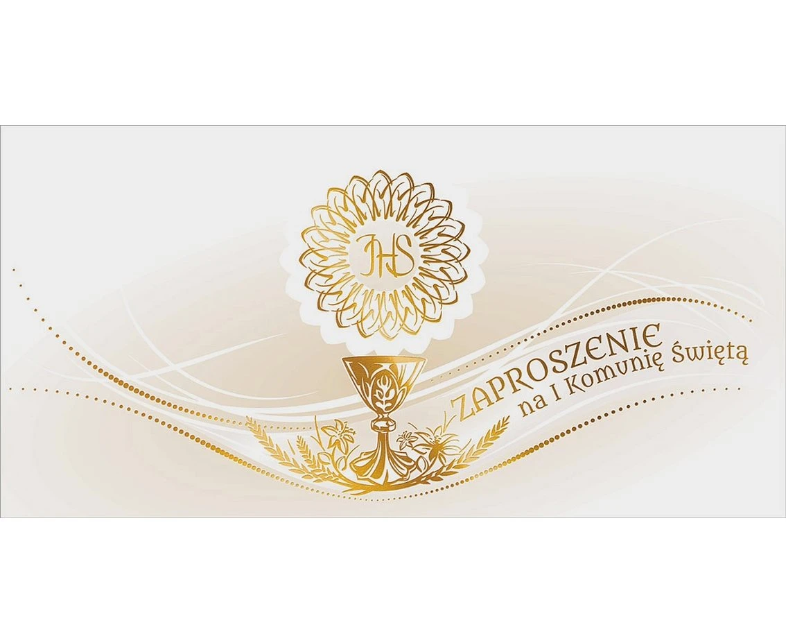 Invitation Holy Communion, IHS gold, 10 pcs