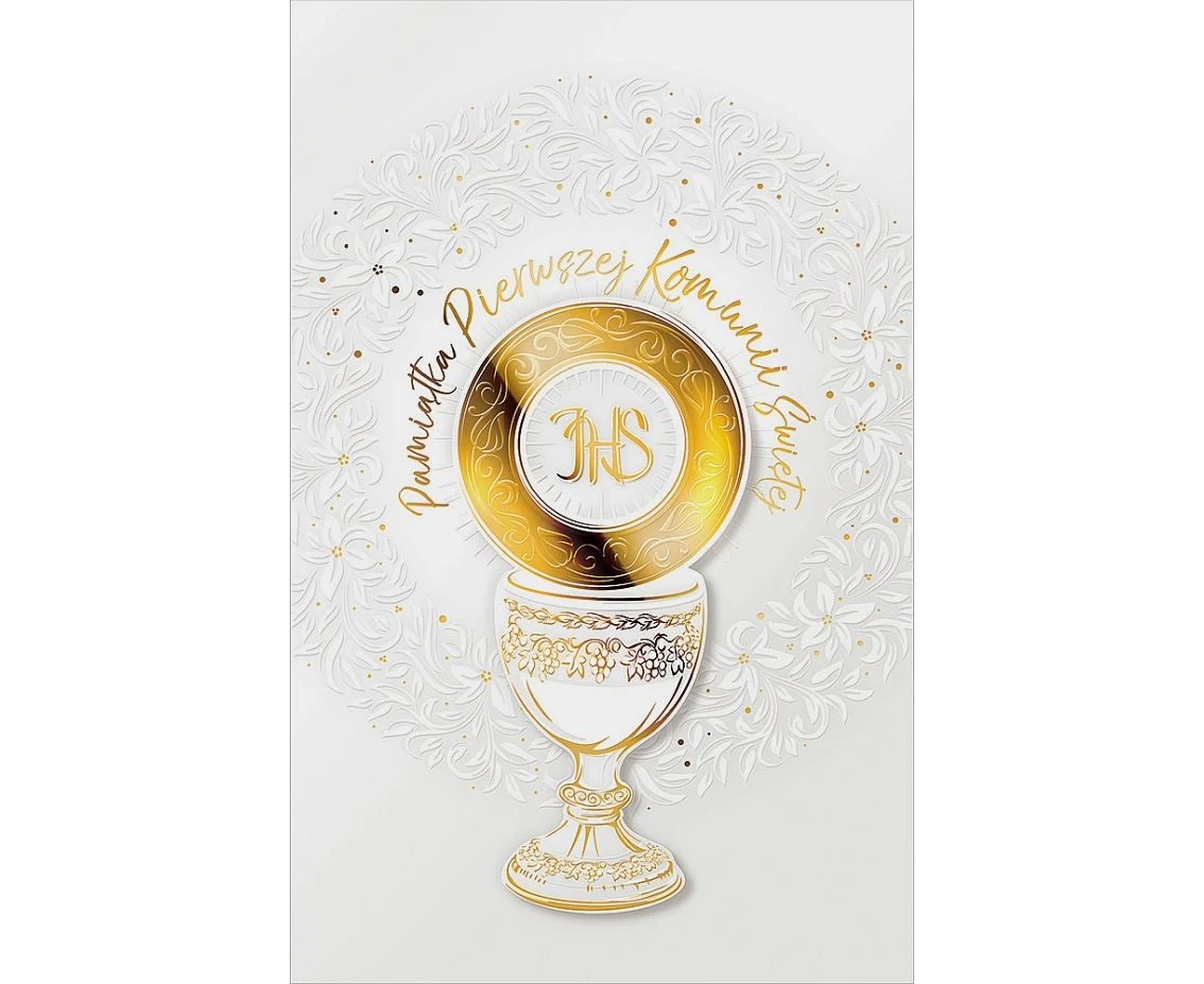 Communion Card, IHS Chalice Gold