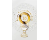 Communion Card, IHS Chalice Gold