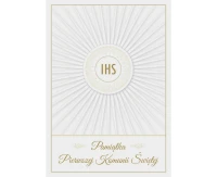 Communion card, IHS white and gold