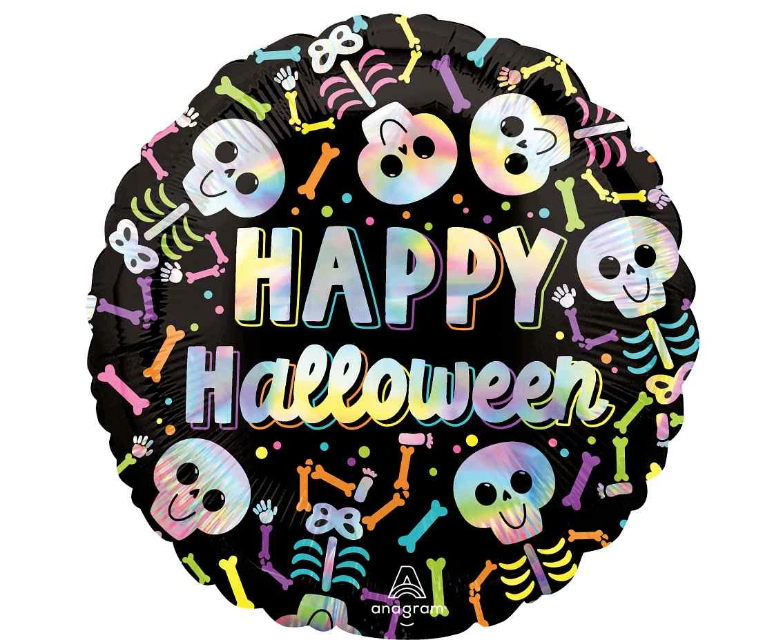 Foil balloon  18" Iridescent Bare Bones Halloween EOL