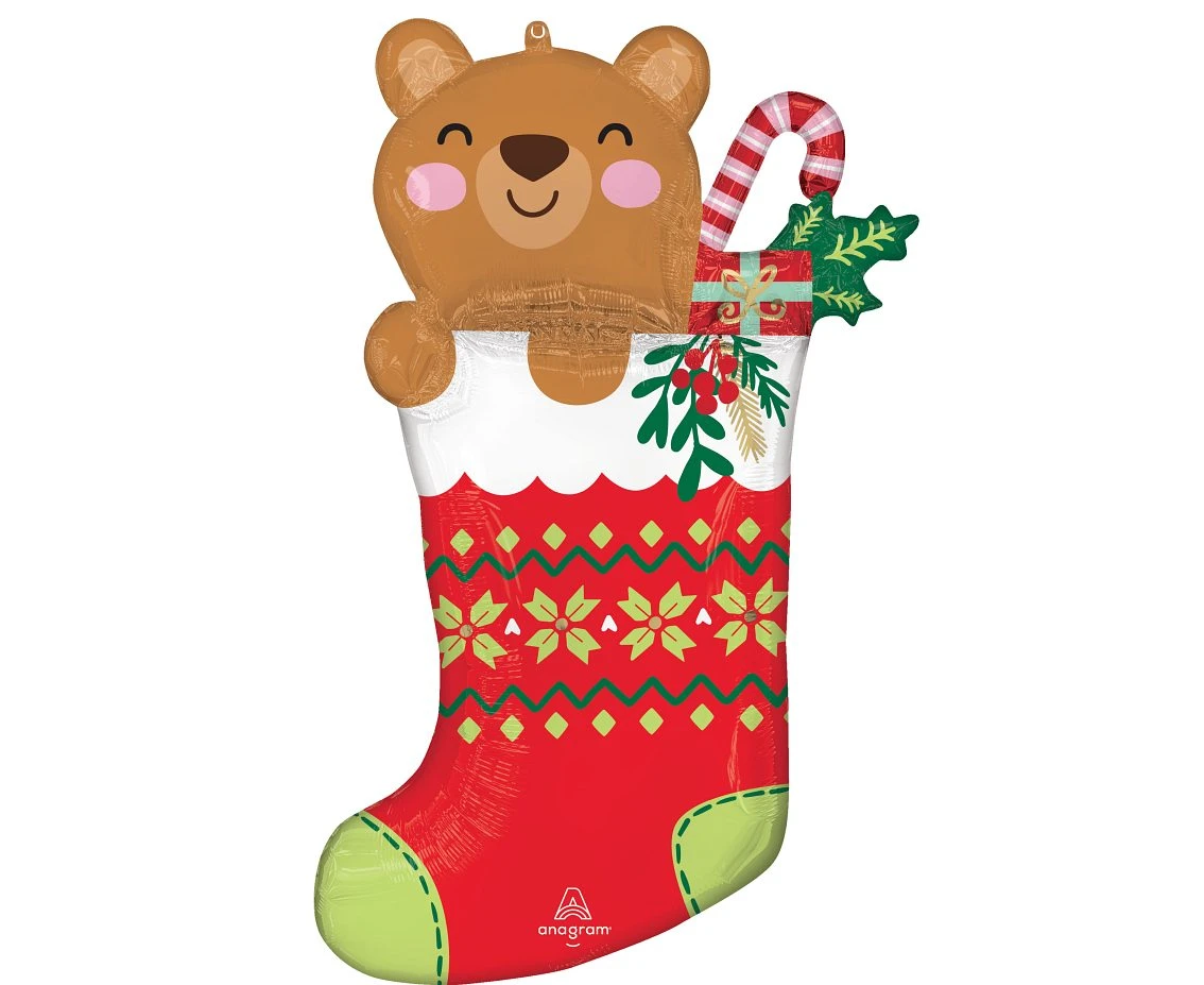 Foil balloon  SuperShape Christmas Stocking , 55cm w x 81cm EOL