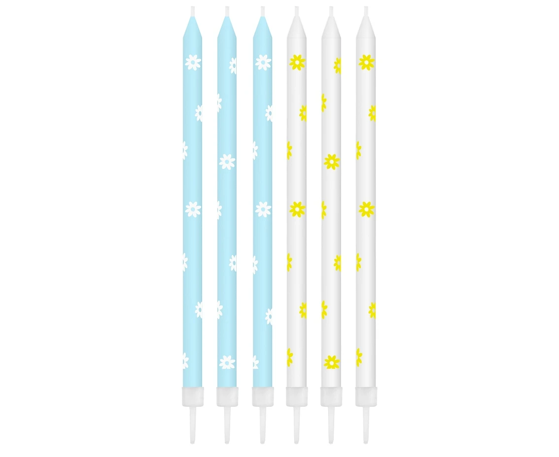 Birthday candles Daisy, 0.5 x 10 cm, 12 pcs.