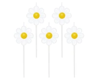 Picker candles Daisy, double side print, total length 7,5 cm, 5 pcs.