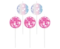 Picker candles Disco, double side print, total length 7 cm, 5 pcs.