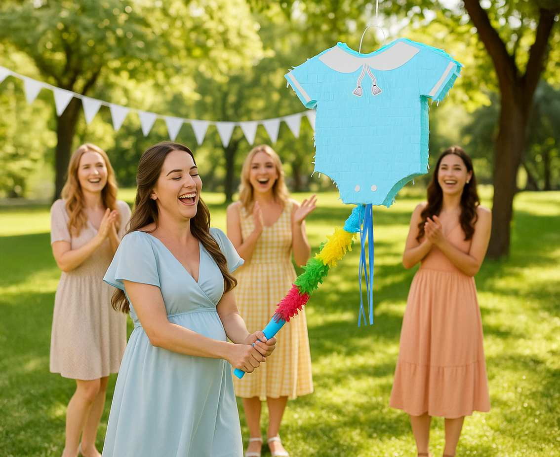 Blue Baby Clothes Pinata, 42x8x42.5cm