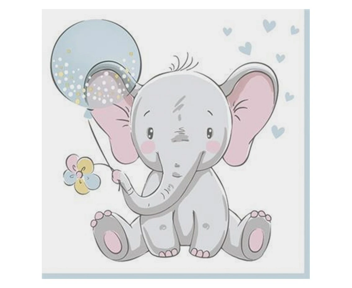 POLMAK Baby Elephant with Blue Ballon napkins, 33x33 cm, 20 pcs.