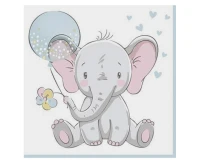 POLMAK Baby Elephant with Blue Ballon napkins, 33x33 cm, 20 pcs.