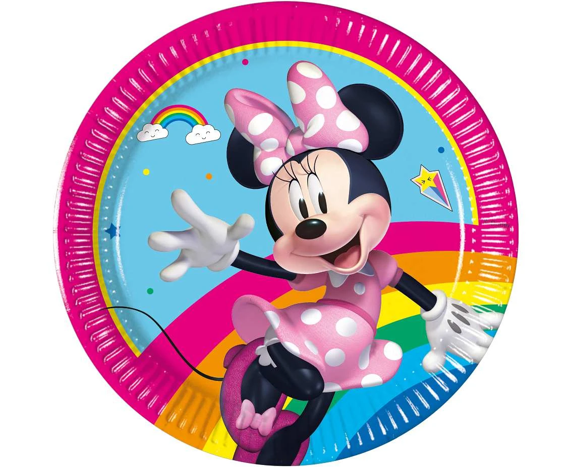 Paper plates Mickey Minnie Rainbow Makes Me Smile, 20cm, 8 pcs.