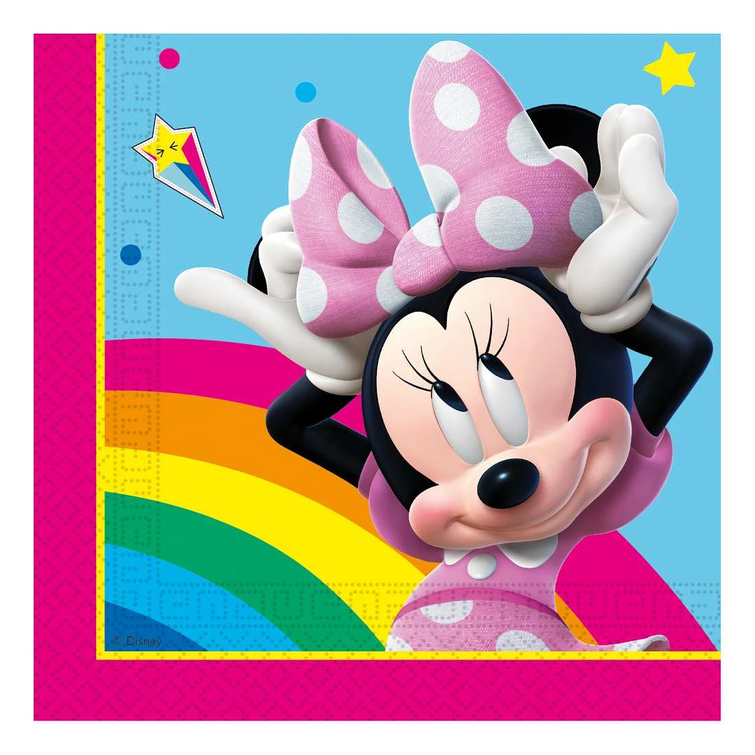 Minnie Rainbow Makes Me Smile paper napkins, 33x33 cm, 20 pcs.