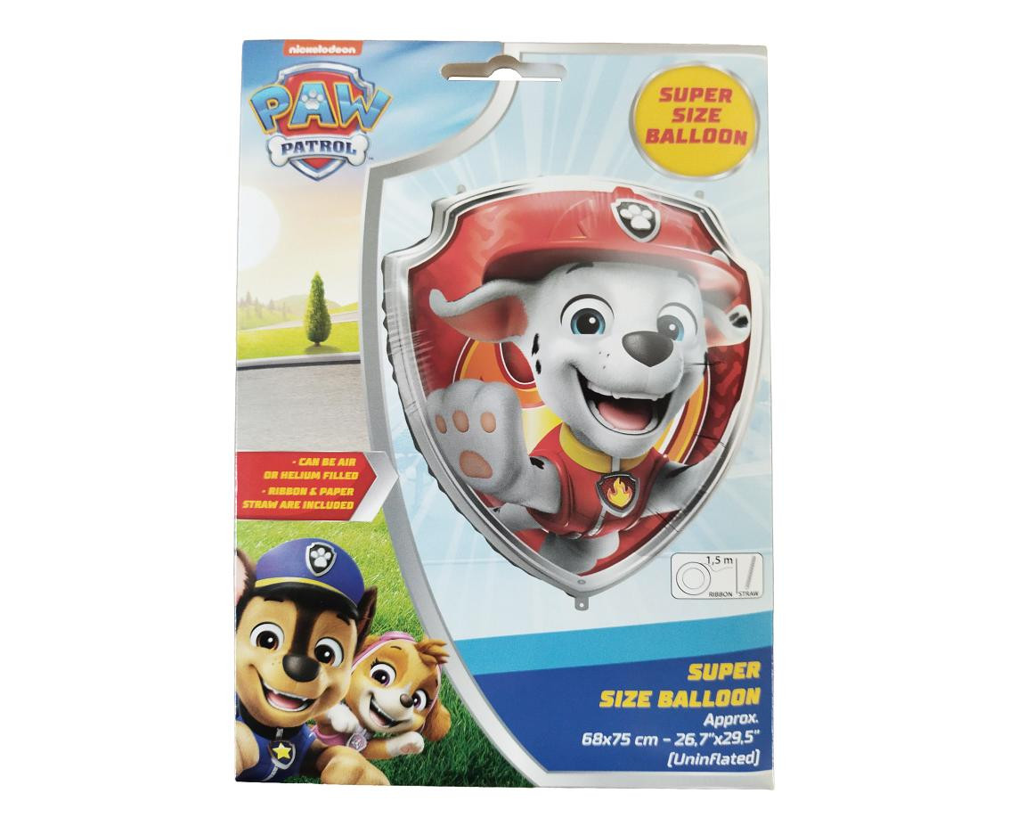 Foil Balloon Shield MARSHALL 68x75cm NICKELODEON, 1 pc