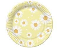 Paper plates, yellow, daisies, 18 cm, 6 pcs.