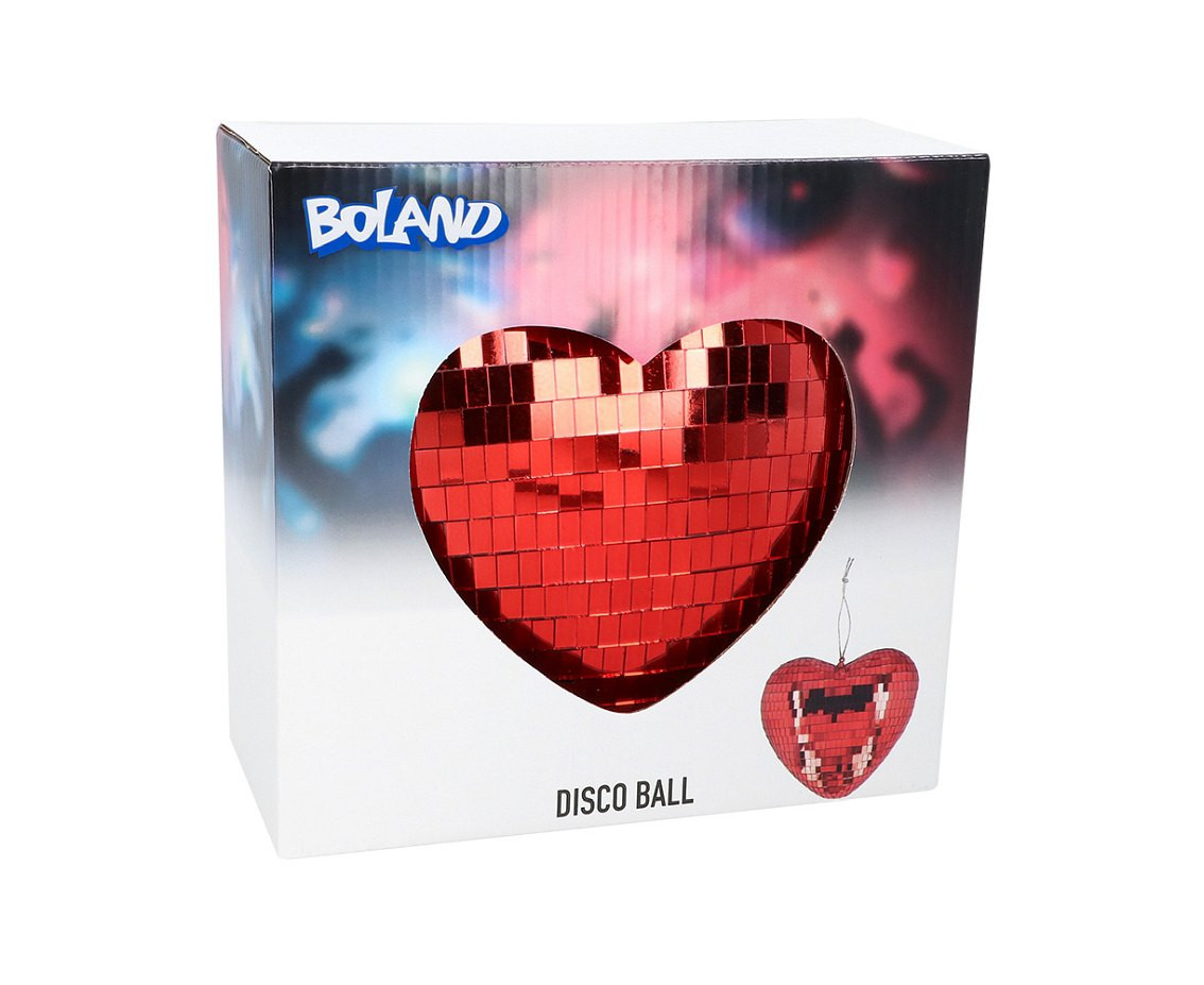 Disco ball heart red (19 cm)