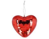 Disco ball heart red (19 cm)