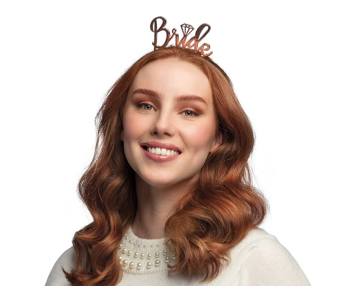 Metal tiara ''Bride'' rose gold