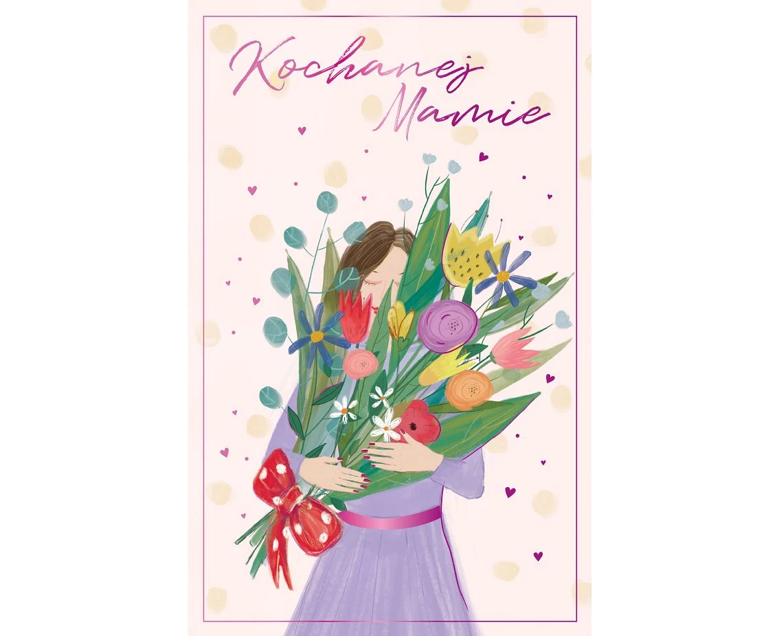 Greeting card, For my beloved mom, Bouquet of flowers, 13x20.5 cm