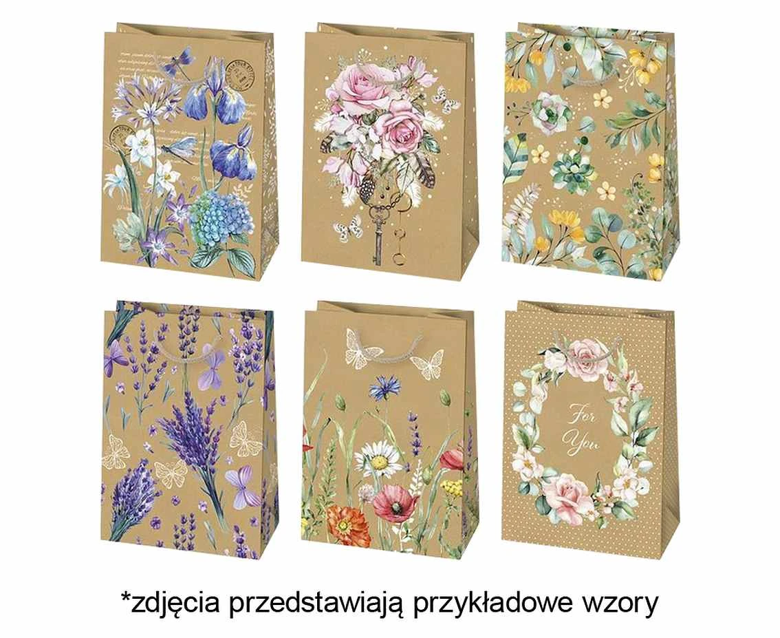 POLMAK Decorative kraft bag T5EK 230x320x110 General set 210 Flowers - Kraft paper, 1 pc.