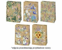 POLMAK Decorative kraft bag T9EK 290x400x120 General set 67 Flowers - Leaves, Mix, 1 pc.
