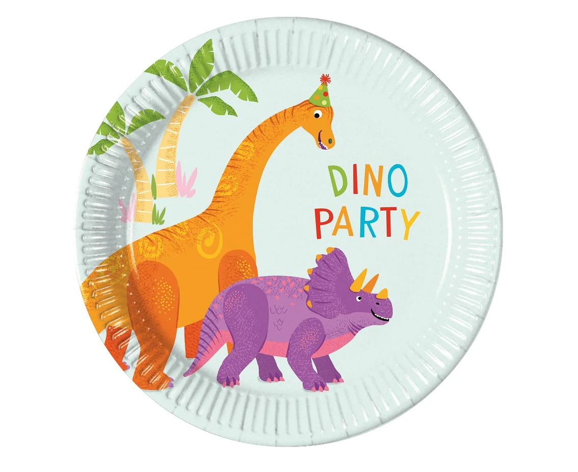 DINO PARTY paper plates, 20 cm, 8 pcs.