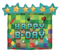 Foil balloon Super Shape Pixel Party, 63 x 58 cm EOL