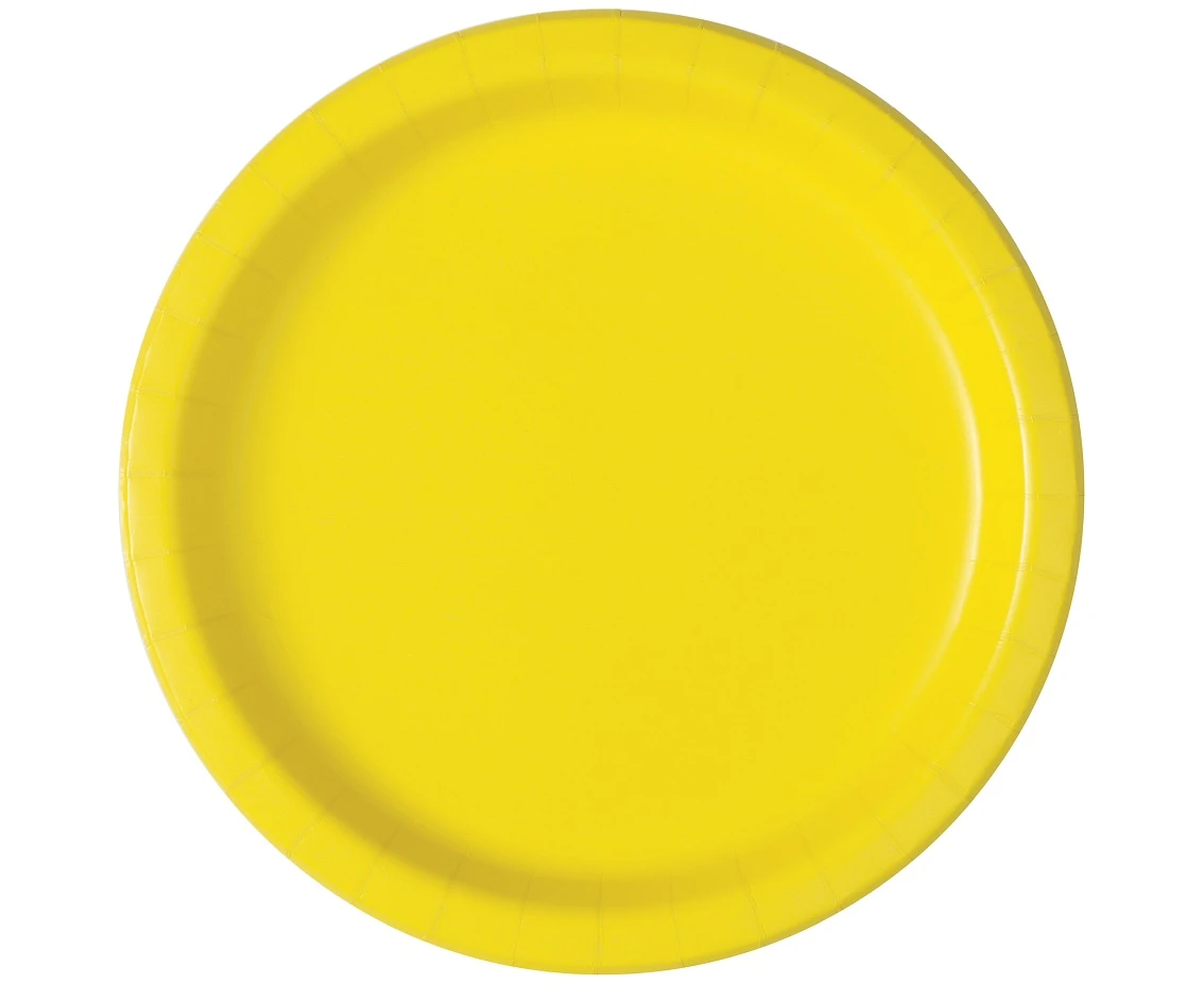 Paper plates, neon yellow, 22 cm, 8 pcs.