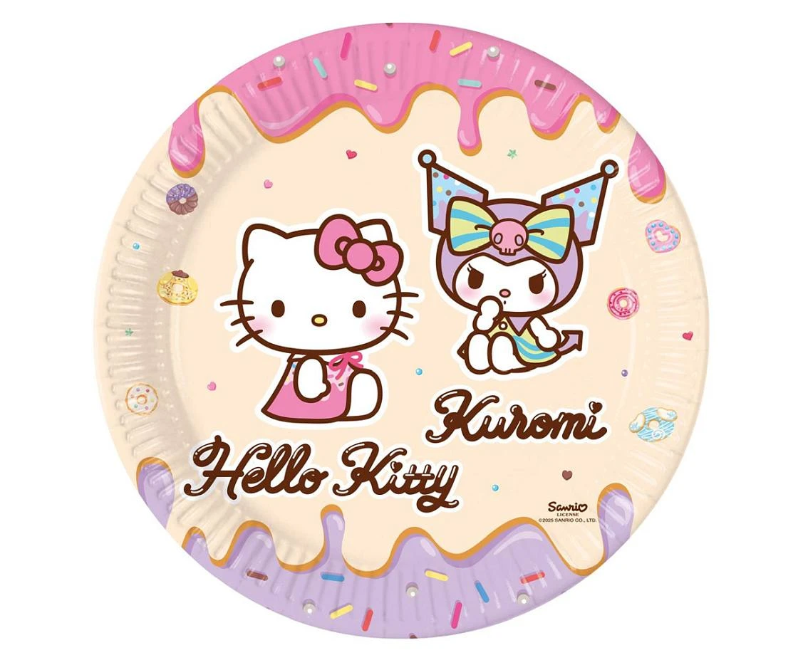 Hello Kitty and Kuromi Paper Plates, 23cm, 8 pcs.
