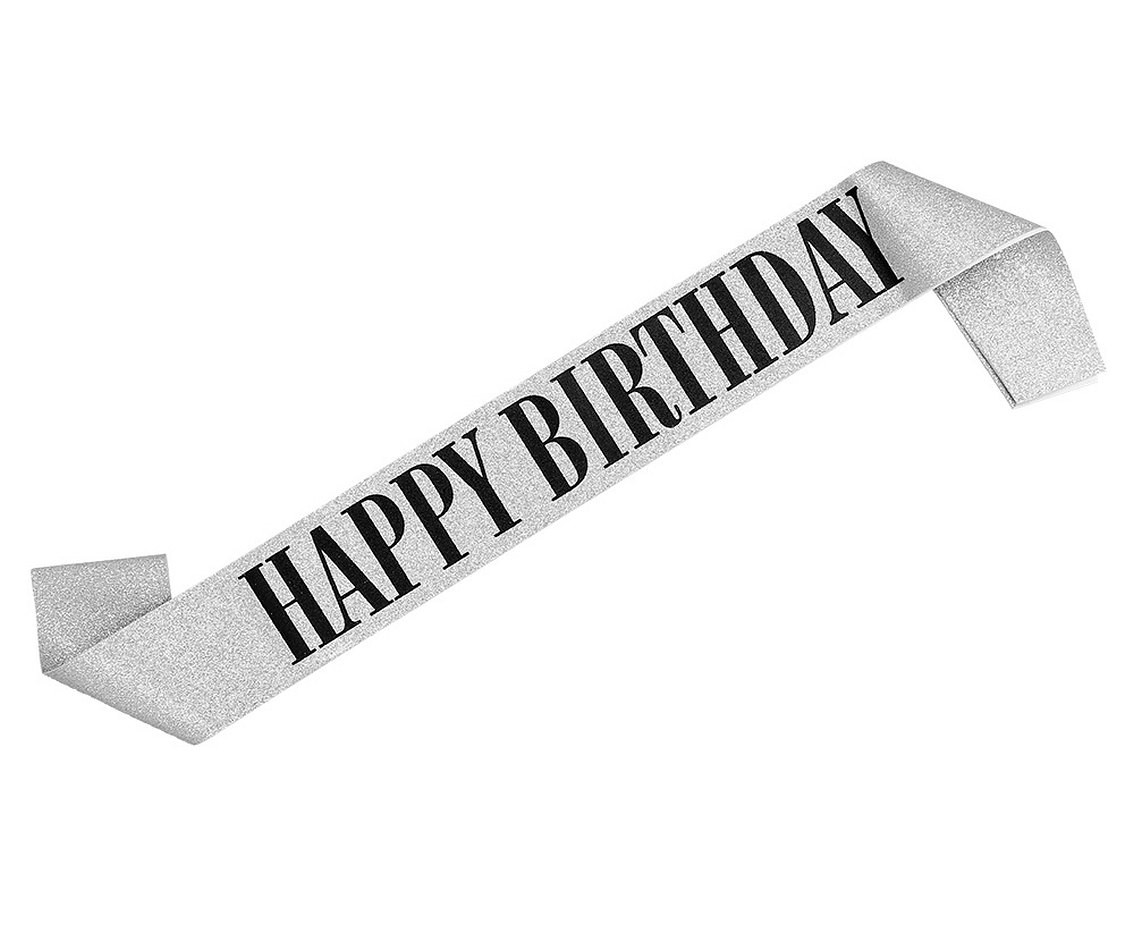 Sash "Happy Birthday" silver
