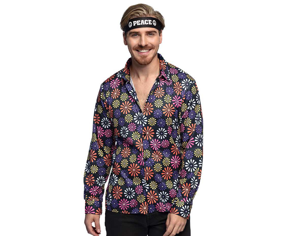Hippie Shirt Flower Power, size L