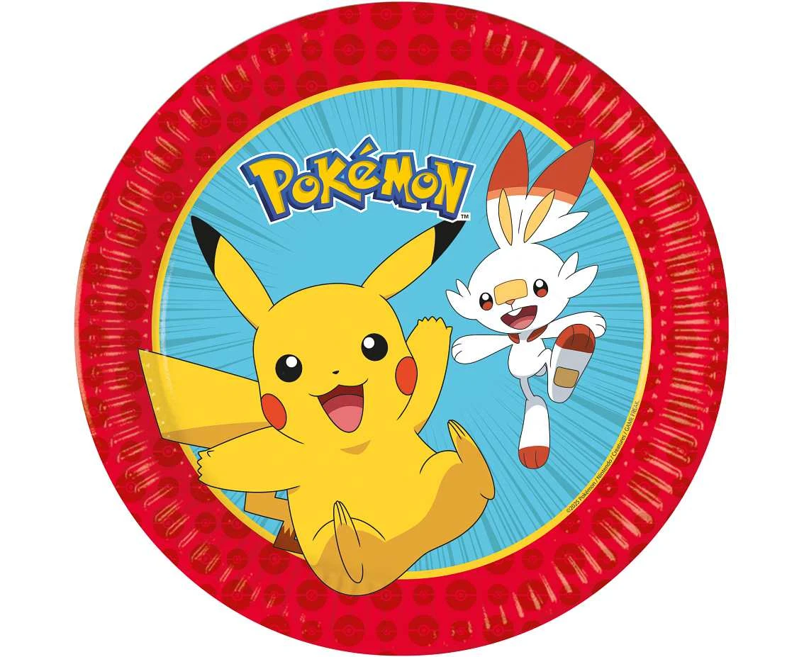 Pokemon paper plates, 23 cm, 8 pcs.
