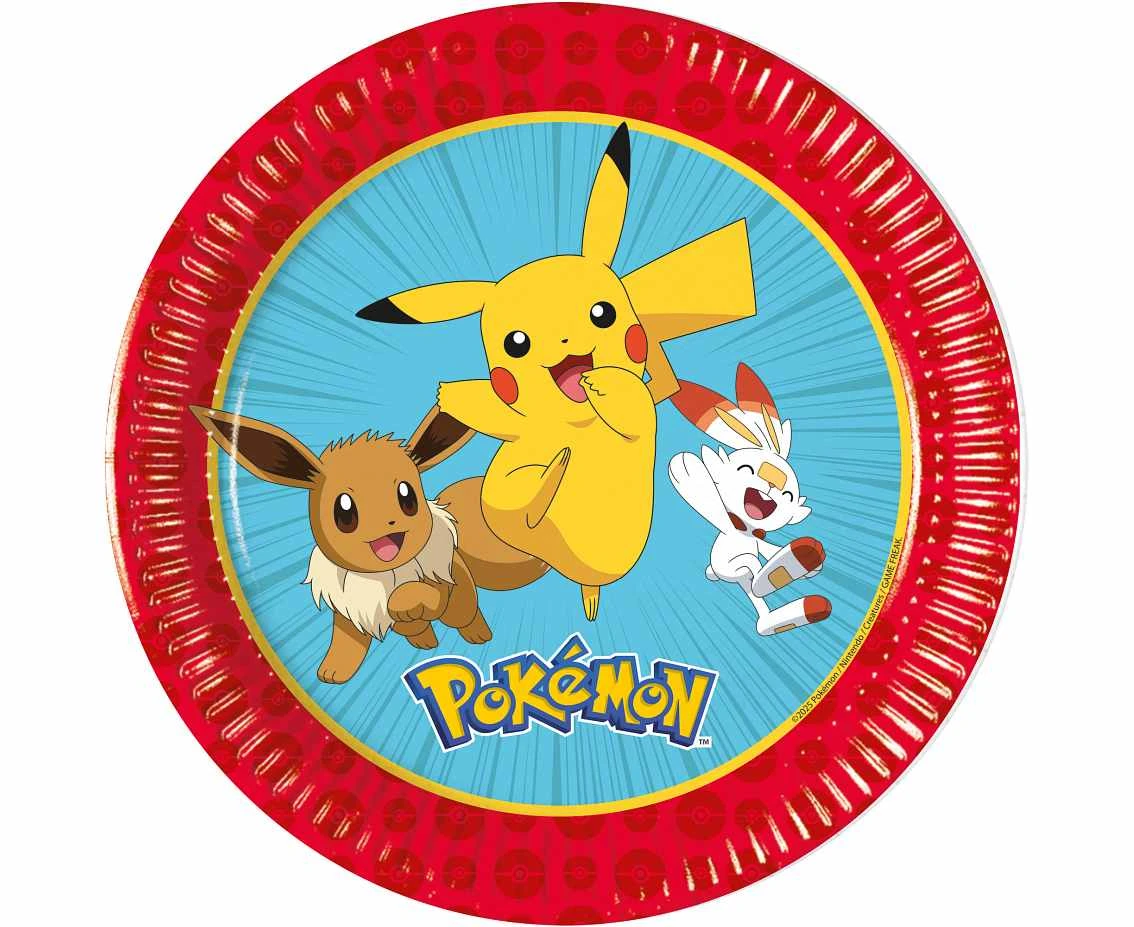Pokemon paper plates, 20 cm, 8 pcs.