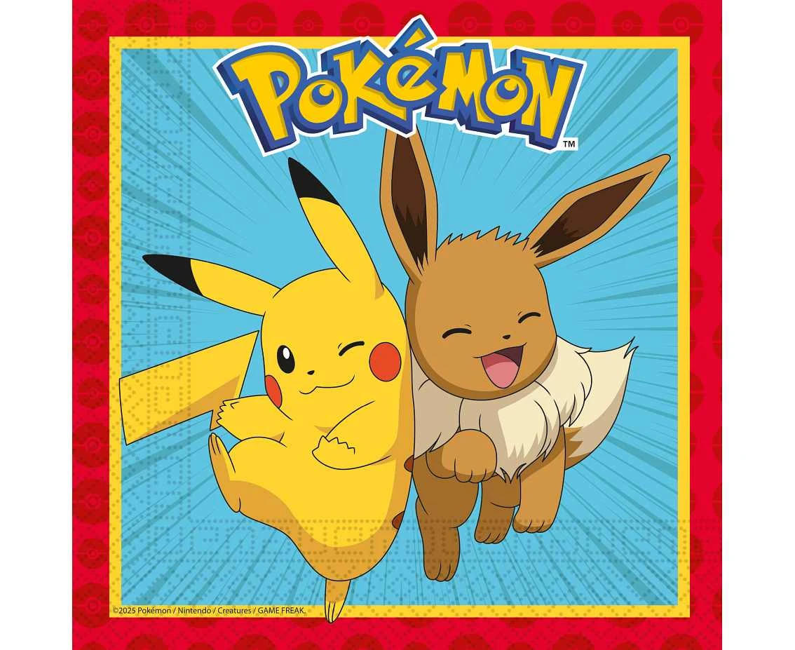 Pokemon paper napkins, 33x33 cm, 20 pcs.