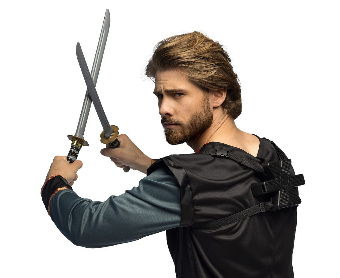 Set 2 ninja swords with holder (52 cm)