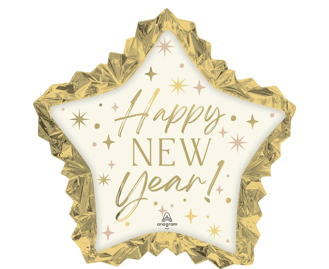 SuperShapeXL Golden Soiree New Year Star Foil Balloon EOL