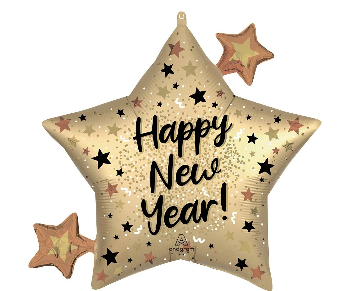 SuperShape Satin NYE Natural Sparkle Star Foil Balloon EOL